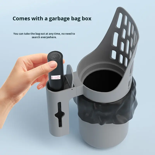Pet Integrated Plastic Cat Litter Scoop Waste Picker with Garbage Bags Set Detachable Litter Bin Cleaning