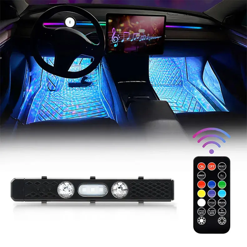 Car LED Decorative Ambient Light In-car USB Charging Foot Modification Free Wiring Colorful Voice Controlled Atmosphere Light