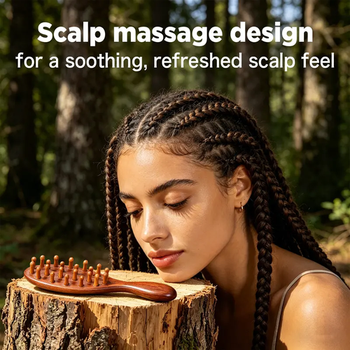 Loc Brush for Dreads, Comfortable Massage Comb, Sandalwood Scraping Massage Wide Tooth Hair Comb for Microlocs, Elegant Wood, Love At First Find Dreadlock Care