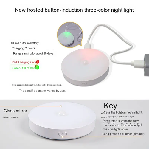 2Pcs Yellow Light And 2Pcs White Light Sensor Intelligent Human Body Sensor LED Night Light