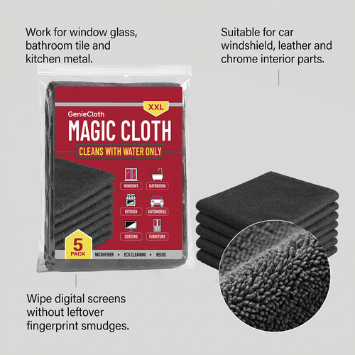 Multi-Purpose Cleaning 5 PCs Magic Cleaning Cloth Highly Absorbent Lint-Free Reusable Microfiber for Kitchen Car House Holding