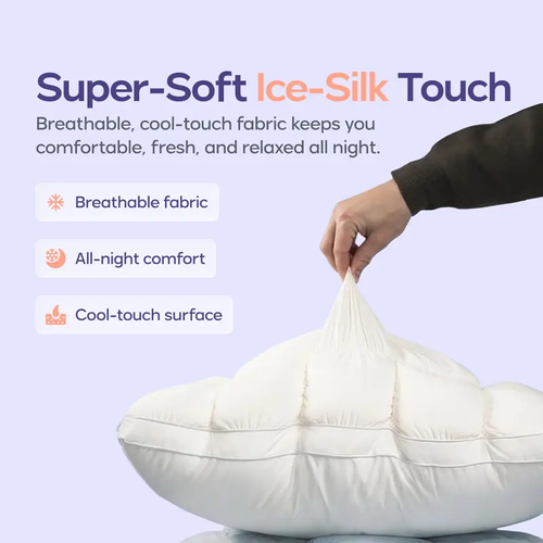 Mellow Sleep | Mellow Puff Pillow – Soft Quilted Puff Grid Design Pillow, Fluffy Plush Bed Pillow with Cloud Like Comfort, Breathable Support Pillow for Side, Back & Stomach Sleepers, Cozy Bed Pillow for Better Sleep