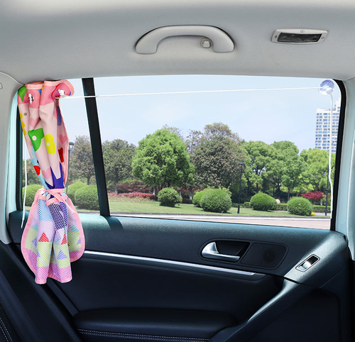 Upgraded Summer Cartoon Car Curtain Sunshade Sunscreen Insulation Curtain with Net Pocket Suction Cup Three-layer Textile Rope