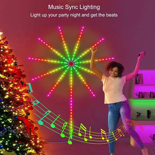 Smart Firework LED Lights Music Sync App and Remote Control LED Strip Lights for Room Festival Decor