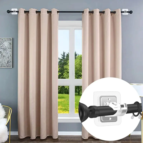 A set of 8PCS Curtain Rod Brackets with Clips,Transparent Drapery Hooks,Rod Hanging,Adjustable Rods Holder,Multipurposefor Curtain Rod Hooks for Livingroom Bathroom Kitchen Bedroom Toilet Apartment
