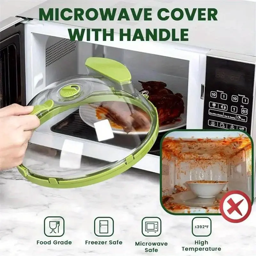 Microwave Splatter Cover with Water Steamer, 10 inch Clear Microwave Plate Cover Lid for Food, Kitchen Gadgets Accessories for Microwave Oven Kitchenware Utensils