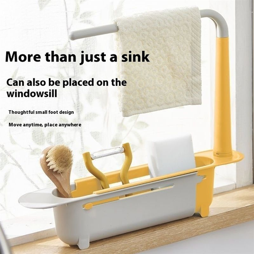 (2pcs)Kitchen Multifunctional Telescopic Drain Rack Household Dishwashing Rag Storage Rack with Pool Filter for Dinnerware Storage