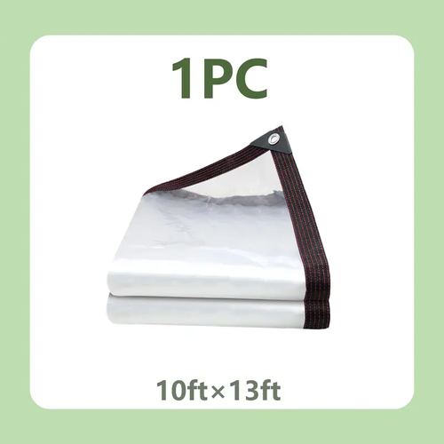 10×13FT Clear Waterproof PE Tarp, Transparent Outdoor Cover with Metal Grommets, Protective Tarp for Patio, Greenhouse, Porch, Garden and Outdoor Use