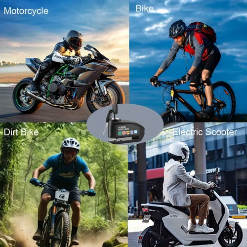 Waterproof Motorcycle Disc Brake Lock with Alarm — Anti-Theft Padlock & Security Accessory for Bicycles, Features 110dB High-Volume Alarm, Easy Installation