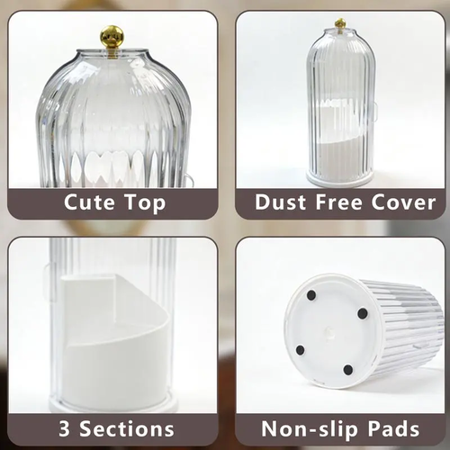 Toothbrush Holders with Sliding Lid, Rotating 3 Slots Bathroom Organizer Countertop, Tooth Brush Toothpaste Holder Bathroom Counter Stand Sink Organizer Caddy for Vanity Makeup Brushes Organizer