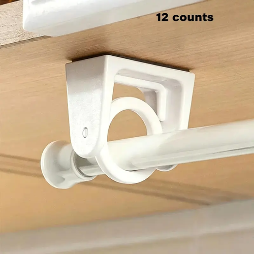 Heavy Duty Curtain Rod Holder, Easy-Install No-Drill Curtain Rod Holder, 360° Flexible Adhesive Backed Curtain Rod Holder for Home & Office, Adhesive Mount.