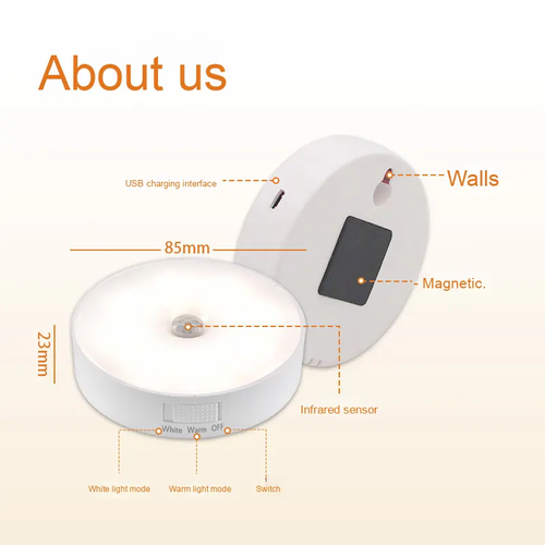 2Pcs Yellow Light And 2Pcs White Light Sensor Intelligent Human Body Sensor LED Night Light