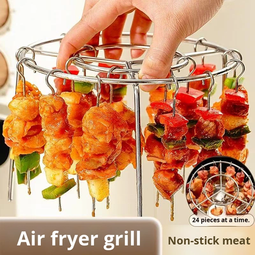 Air Fryer Universal Stainless Steel Grill Skewers Oven Hanging Vertical Grill for Home Use Easily Cleaned Multifunction