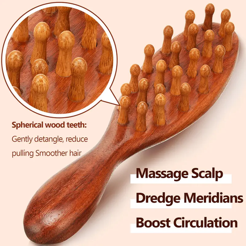 Loc Brush for Dreads, Comfortable Massage Comb, Sandalwood Scraping Massage Wide Tooth Hair Comb for Microlocs, Elegant Wood, Love At First Find Dreadlock Care