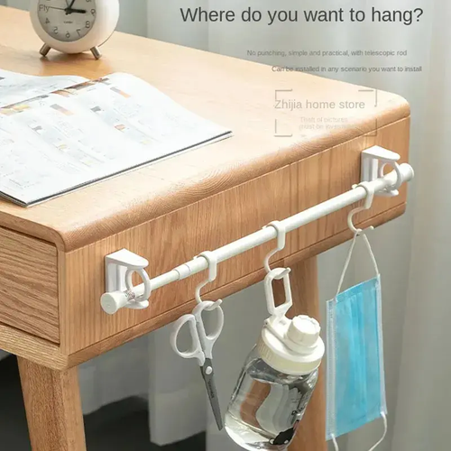 Heavy Duty Curtain Rod Holder, Easy-Install No-Drill Curtain Rod Holder, 360° Flexible Adhesive Backed Curtain Rod Holder for Home & Office, Adhesive Mount.
