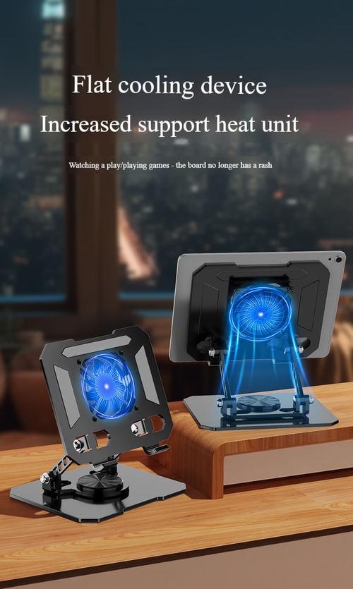 Counterweighted foldable flat stand and laptop holder ,featuring a turbo cooling fan and carbon steel rotating adjustment,—an ideal choice for office work and live streaming.