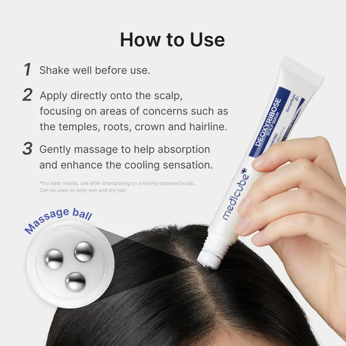 Deoxyribose Scalp Serum | For Fuller-Looking Hair & Scalp Strengthening Roll-On Serum | Deoxyribose, Rosemary, EGF, Caffeine for Fine, Thin Hair | Korean Hair Care