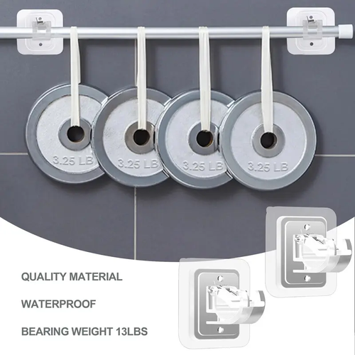 A set of 8PCS Curtain Rod Brackets with Clips,Transparent Drapery Hooks,Rod Hanging,Adjustable Rods Holder,Multipurposefor Curtain Rod Hooks for Livingroom Bathroom Kitchen Bedroom Toilet Apartment