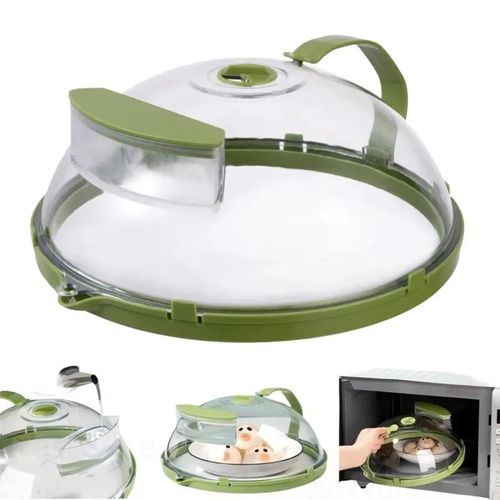 Microwave Splatter Cover with Water Steamer, 10 inch Clear Microwave Plate Cover Lid for Food, Kitchen Gadgets Accessories for Microwave Oven Kitchenware Utensils
