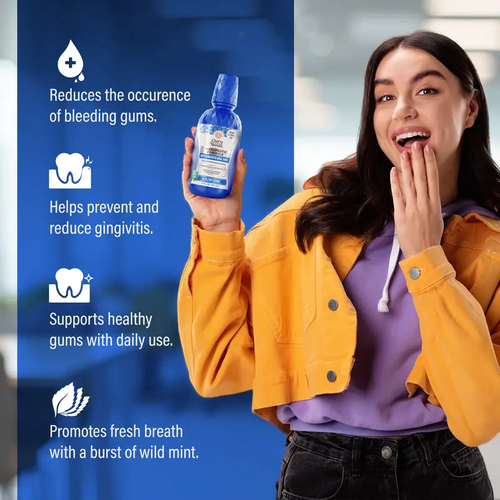 Anti-Gingivitis Oral Rinse with 0.05% CPC, Alcohol & Fluoride Free Therapeutic Mouthwash for Plaque Removal, Tartar Control & Healthy Gums, Wild Mint, 16 oz