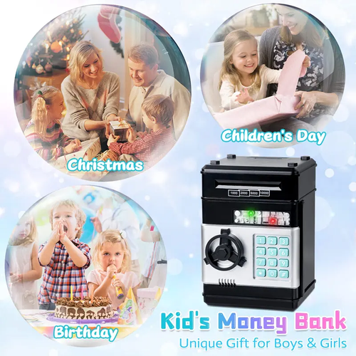 Piggy Bank for Child Adults, Electronic ATM Coin Cash Bank with Password Code Lock and Auto Grab Bill Slot, Large Capacity Coin Bank Money Jar for Adults, Designed for All US Coins