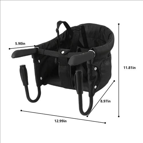 Hook on High Chair Portable Foldable High Chair for Babies 6-36 Months Black Sturdy Aluminum Alloy Clamp Water-Resistant 3-Point Safety Harness carry bag