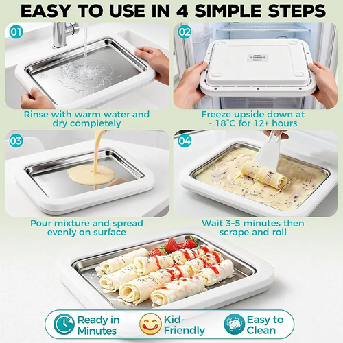 Ice Cream Roll Maker for Kids, Rolled Ice Cream Maker with Scrapers, Easy Bake Ice Cream Maker at Home for Making Rolled Ice Cream Soft Serve Slushies Frozen Yogurt Sorbet and Gelato, 2026 New Upgrade