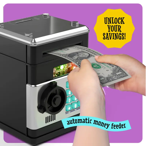 Piggy Bank for Child Adults, Electronic ATM Coin Cash Bank with Password Code Lock and Auto Grab Bill Slot, Large Capacity Coin Bank Money Jar for Adults, Designed for All US Coins