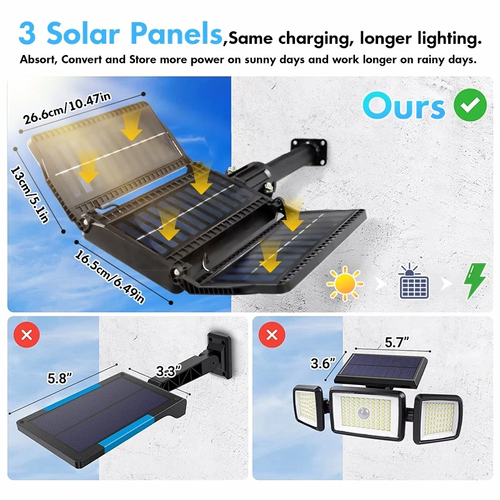 Foldable Solar LED Light With Remote Control 800 LED 3 Modes Human Body Induction Outdoor Solar Wall Lamp for Garden Yard Garage