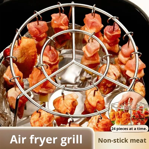 Air Fryer Universal Stainless Steel Grill Skewers Oven Hanging Vertical Grill for Home Use Easily Cleaned Multifunction