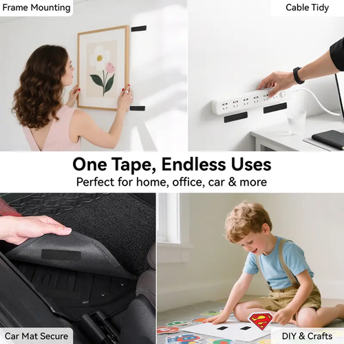 96 PCS Heavy Duty Hook and Loop Strips, Double Sided Reusable Adhesive Mounting Tape for Wall Hanging, Picture Frames, Cable Organizer, DIY Home Use