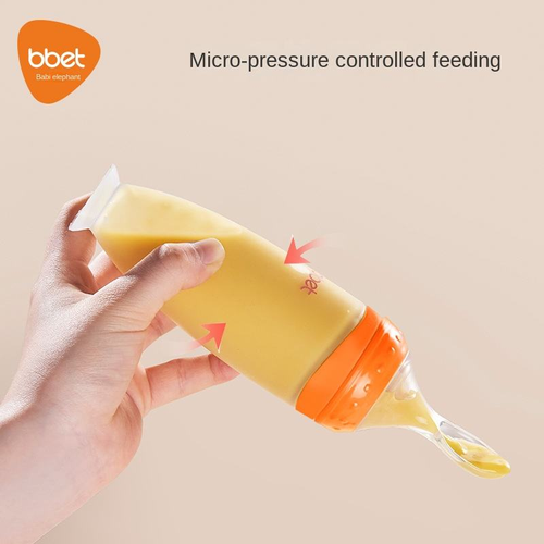 Elephant Anti-Choking Silicone Rice Paste Bottle Spoon Newborn Anti-Flatulence Food Supplemental Spoon for Infants