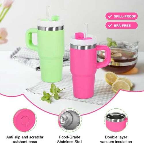 Viral 20oz Rose Red Tumbler Stainless Steel Water Bottle Leak-Proof Insulated Cup with Handle Hot Cold Drinks Made Me Buy It