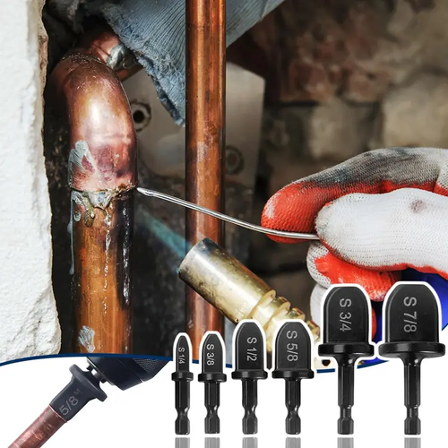 Swaging Tool Drill Bit Set, HVAC Repairing Set Air Conditioner Copper Pipe Reamer, Manual Pipe Swage Tool Drill Bit Soft Copper tubing Bits Set