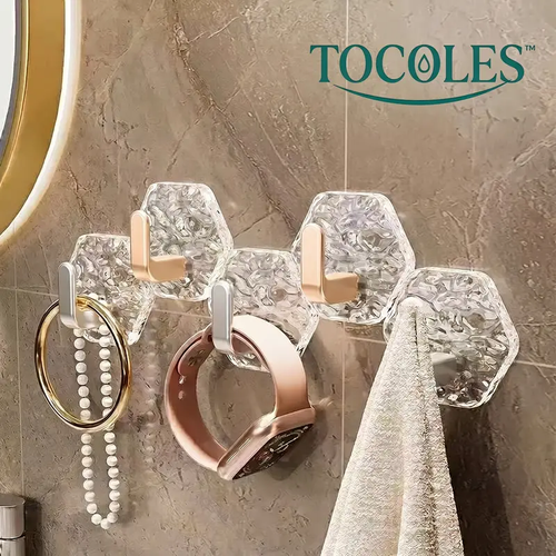 Self-Adhesive Hooks 20 Pack Hexagonal Ripple Design Heavy Duty Sticky Hooks Waterproof Rustproof for Bathroom Kitchen Keys Towels Coats Household Storage Organiser Easy Installation