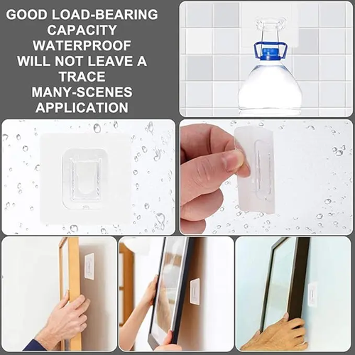 20-Pair Double-Sided Adhesive Wall Mounted Hooks – Smooth Waterproof Strong Hold Hangers for Kitchen, Bathroom, Wooden & Metal Walls, No-Drill Damage-Free Storage for Towels, Keys, Loofahs & Light Items, Easy Installation & Removal