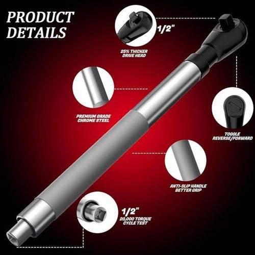 Industrial Drive Long Ratchet Handle Wrench for Automotive and Mechanical Maintenance