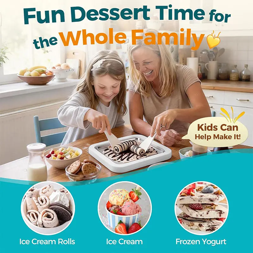 Ice Cream Roll Maker for Kids, Rolled Ice Cream Maker with Scrapers, Easy Bake Ice Cream Maker at Home for Making Rolled Ice Cream Soft Serve Slushies Frozen Yogurt Sorbet and Gelato, 2026 New Upgrade