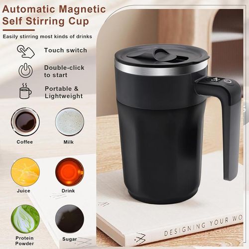 SelfStirring Coffee Mug, Rechargeable Self Stirring Mug with Sliding Lid, Automatic Cup, Electric Stirring Cup for Coffee, Tea, Milk 13.5oz