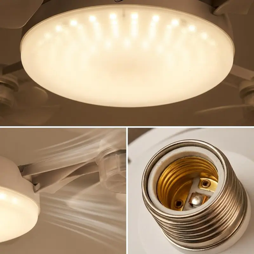New E27 Socket Ceiling Fan Light - 2-in-1 Silent LED Fan with Remote Control, Energy-Saving Cooling & Lighting Combo for Home Bedroom