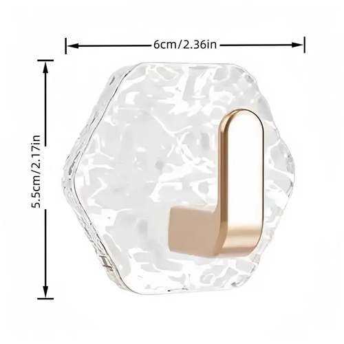 Self-Adhesive Hooks 20 Pack Hexagonal Ripple Design Heavy Duty Sticky Hooks Waterproof Rustproof for Bathroom Kitchen Keys Towels Coats Household Storage Organiser Easy Installation