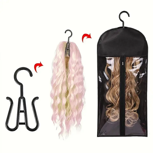 6pcs Wig Storage Bag With Hook Wig Storage Hanger Zipper Transparent Dustproof Wig Storage Bag, Hair Extension Holder Wig Bag Wig Storage For Multiple Wigs Holder Hair Extension Hanger Wig Tool Wigs Accessories For Salon & Home Use