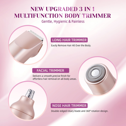 Portable Mini Women Bikini Trimmer Electric Shaver Dual Head Facial Hair Remover Rechargeable Waterproof Body Grooming Tool