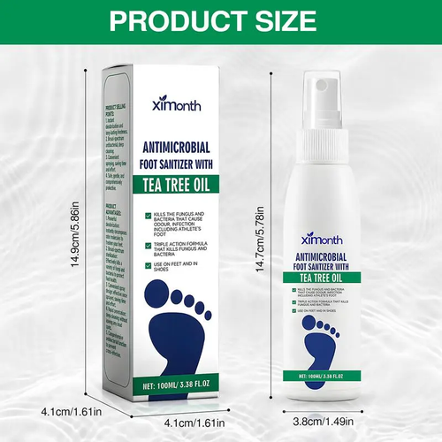 (2 bottles)Tea Tree Oil Foot Spray - Plantar Moisturizing Deodorant for Odor Control & Dry Feet Care, Natural Foot Sanitizer with Antifungal Properties,Ximonth Clear Foot Sanitizer Spray,for Foot & Shoe Freshness