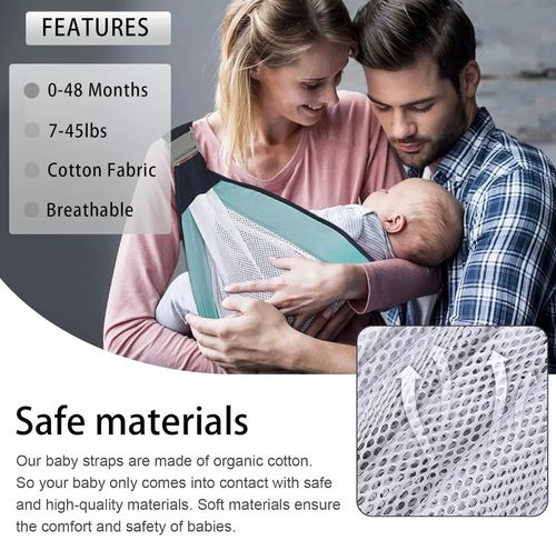 Baby Sling Carrier, Adjustable Half Wrapped Sling Hip Carrier - Lightweight Breathable Mesh Fabric for Newborn to Toddler Up to 45 lbs