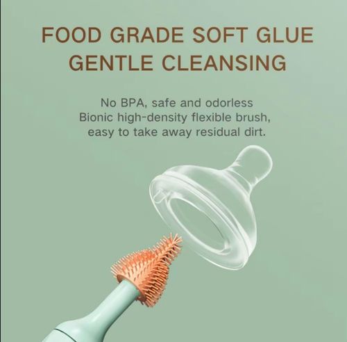 Electric Bottle Brush Set, Including USB Rechargeable Silicone Bottle Brush with Nipple Brush & Straw Cleaner, Baby Bottle Cleaning Tool Kit