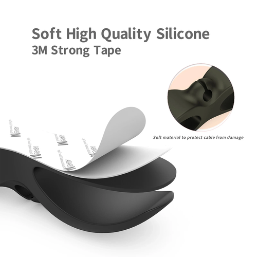2Pcs Pack Silicone Cable Winder Self-adhesive Cord Holder Desktop Wire Organizer Cord Clip Charger Cable Holder 3 Slots 5*2cm
