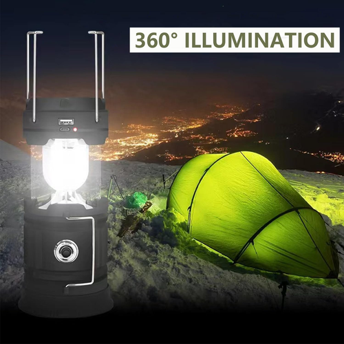 Solar Camping Lantern 2-Pack - Rechargeable LED Lights, Magnetic Base & Foldable Hanging Hook- Collapsible Lamp Battery Powered Perfect for Power Outages, Hiking, Emergencies Adjustable Flashlight Adjustable Tactical
