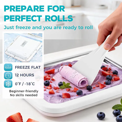 Ice Cream Roll Maker for Kids, Rolled Ice Cream Maker with Scrapers, Easy Bake Ice Cream Maker at Home for Making Rolled Ice Cream Soft Serve Slushies Frozen Yogurt Sorbet and Gelato, 2026 New Upgrade