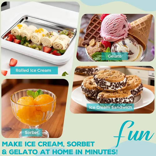Ice Cream Roll Maker for Kids, Rolled Ice Cream Maker with Scrapers, Easy Bake Ice Cream Maker at Home for Making Rolled Ice Cream Soft Serve Slushies Frozen Yogurt Sorbet and Gelato, 2026 New Upgrade
